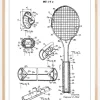 Patent Print - Tennis Racket - White Plakat (21x29.7 cm (A4))