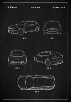 Patent Print - Tesla - Black Plakat (21x29.7 cm (A4))