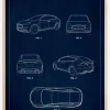Patent Print - Tesla - Blue Plakat (21x29.7 cm (A4))