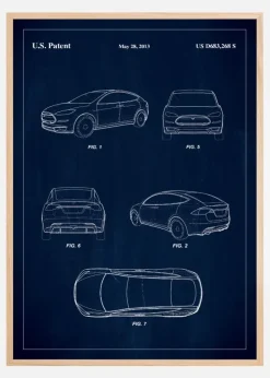 Patent Print - Tesla - Blue Plakat (21x29.7 cm (A4))