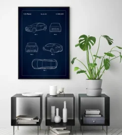 Patent Print - Tesla - Blue Plakat (21x29.7 cm (A4))