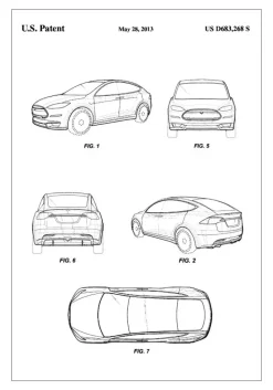 Patent Print - Tesla - White Plakat (21x29.7 cm (A4))