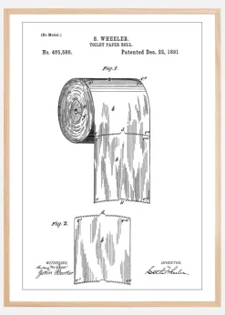 Patent Print - Toilet Paper Roll - White Plakat (21x29.7 cm (A4))