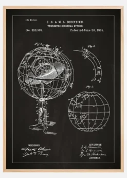 Patenttegning - Astronomisk model - Sort Plakat (21x29.7 cm (A4))