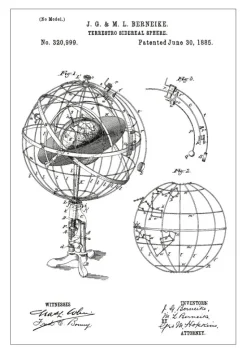 Patenttegning - Astronomisk model - Hvid Plakat (21x29.7 cm (A4))