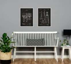 Patenttegning - Barberskraber - Sort Plakat (21x29.7 cm (A4))