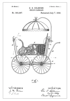 Patenttegning - Barnevogn I Plakat (21x29.7 cm (A4))
