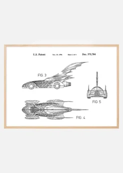 Patenttegning - Batman - Batmobile 1996 II Plakat (21x29.7 cm (A4))