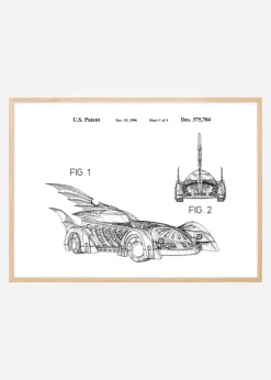 Patenttegning - Batman - Batmobile 1996 I Plakat (21x29.7 cm (A4))