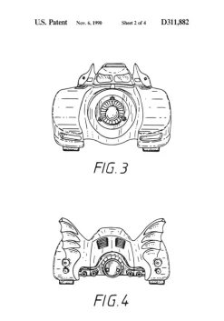 Patenttegning - Batman - Batmobile 1990 II Plakat (21x29.7 cm (A4))