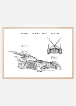 Patenttegning - Batman - Batmobile 1996 III Plakat (21x29.7 cm (A4))