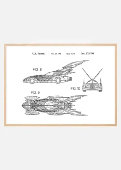 Patenttegning - Batman - Batmobile 1996 IIII Plakat (21x29.7 cm (A4))