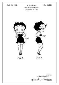 Patenttegning - Betty Boop Plakat (21x29.7 cm (A4))