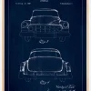 Patenttegning - Cadillac II - Blå Plakat (21x29.7 cm (A4))