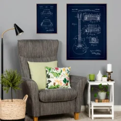 Patenttegning - Cadillac II - Blå Plakat (21x29.7 cm (A4))