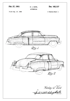 Patenttegning - Cadillac I Plakat (21x29.7 cm (A4))