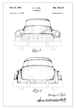 Patenttegning - Cadillac II Plakat (21x29.7 cm (A4))