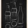 Patenttegning - Coca Cola flaske - Sort Plakat (21x29.7 cm (A4))