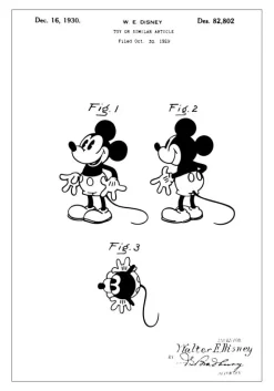 Patenttegning - Disney - Mickey Mouse Plakat (21x29.7 cm (A4))