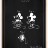 Patenttegning - Disney - Mickey Mouse - Sort Plakat (21x29.7 cm (A4))