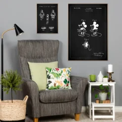Patenttegning - Disney - Mickey Mouse - Sort Plakat (21x29.7 cm (A4))