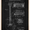 Patenttegning - El-guitar I - Sort Plakat (21x29.7 cm (A4))