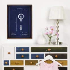 Patenttegning - Elpære B - Blå Plakat (21x29.7 cm (A4))