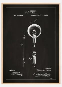 Patenttegning - Elpære B - Sort Plakat (21x29.7 cm (A4))