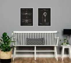 Patenttegning - Elpære B - Sort Plakat (21x29.7 cm (A4))