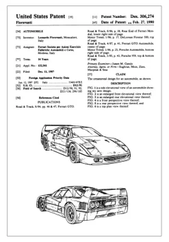 Patenttegning - Ferrari F40 I Plakat (21x29.7 cm (A4))