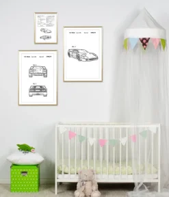 Patenttegning - Ferrari F40 I Plakat (21x29.7 cm (A4))