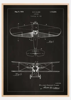 Patenttegning - Fly - Sort Plakat (21x29.7 cm (A4))