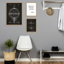 Patenttegning - Fly - Sort Plakat (21x29.7 cm (A4))