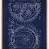 Patenttegning - Gear - Blå Plakat (21x29.7 cm (A4))