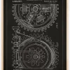 Patenttegning - Gear - Sort Plakat (21x29.7 cm (A4))