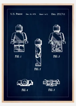 Patenttegning - Lego I - Blå Plakat (21x29.7 cm (A4))