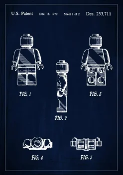 Patenttegning - Lego I - Blå Plakat (21x29.7 cm (A4))