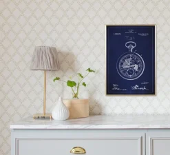 Patenttegning - Lommeur - Blå Plakat (21x29.7 cm (A4))