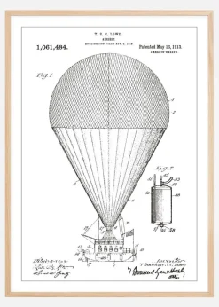 Patenttegning - Luftskib - Hvid Plakat (21x29.7 cm (A4))