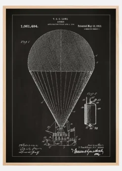 Patenttegning - Luftskib - Sort Plakat (21x29.7 cm (A4))