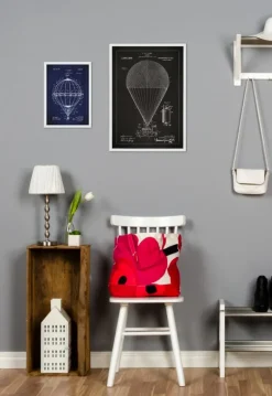 Patenttegning - Luftskib - Sort Plakat (21x29.7 cm (A4))