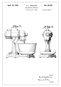 Patenttegning - Mixer II Plakat (21x29.7 cm (A4))