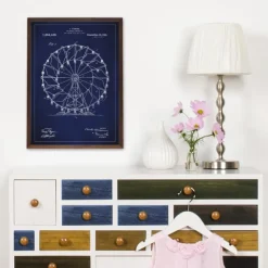 Patenttegning - Pariserhjul - Blå Plakat (21x29.7 cm (A4))