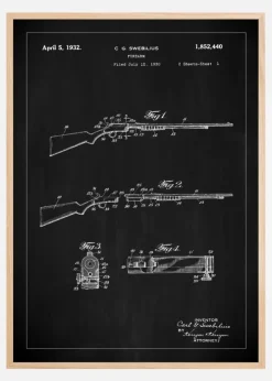 Patenttegning - Rifler I - Sort Plakat (21x29.7 cm (A4))