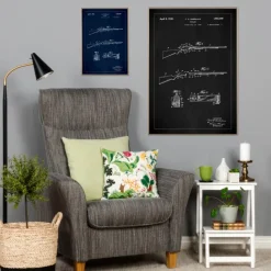 Patenttegning - Rifler I - Sort Plakat (21x29.7 cm (A4))