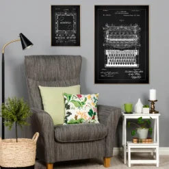 Patenttegning - Skrivemaskine - Sort Plakat (21x29.7 cm (A4))