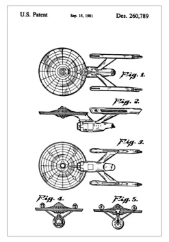Patenttegning - Star Trek - USS Enterprise Plakat (21x29.7 cm (A4))