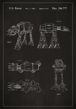 Patenttegning - Star Wars - Walker - Sort Plakat (21x29.7 cm (A4))