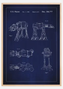 Patenttegning - Star Wars - Walker - Blå Plakat (21x29.7 cm (A4))