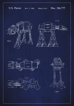 Patenttegning - Star Wars - Walker - Blå Plakat (21x29.7 cm (A4))